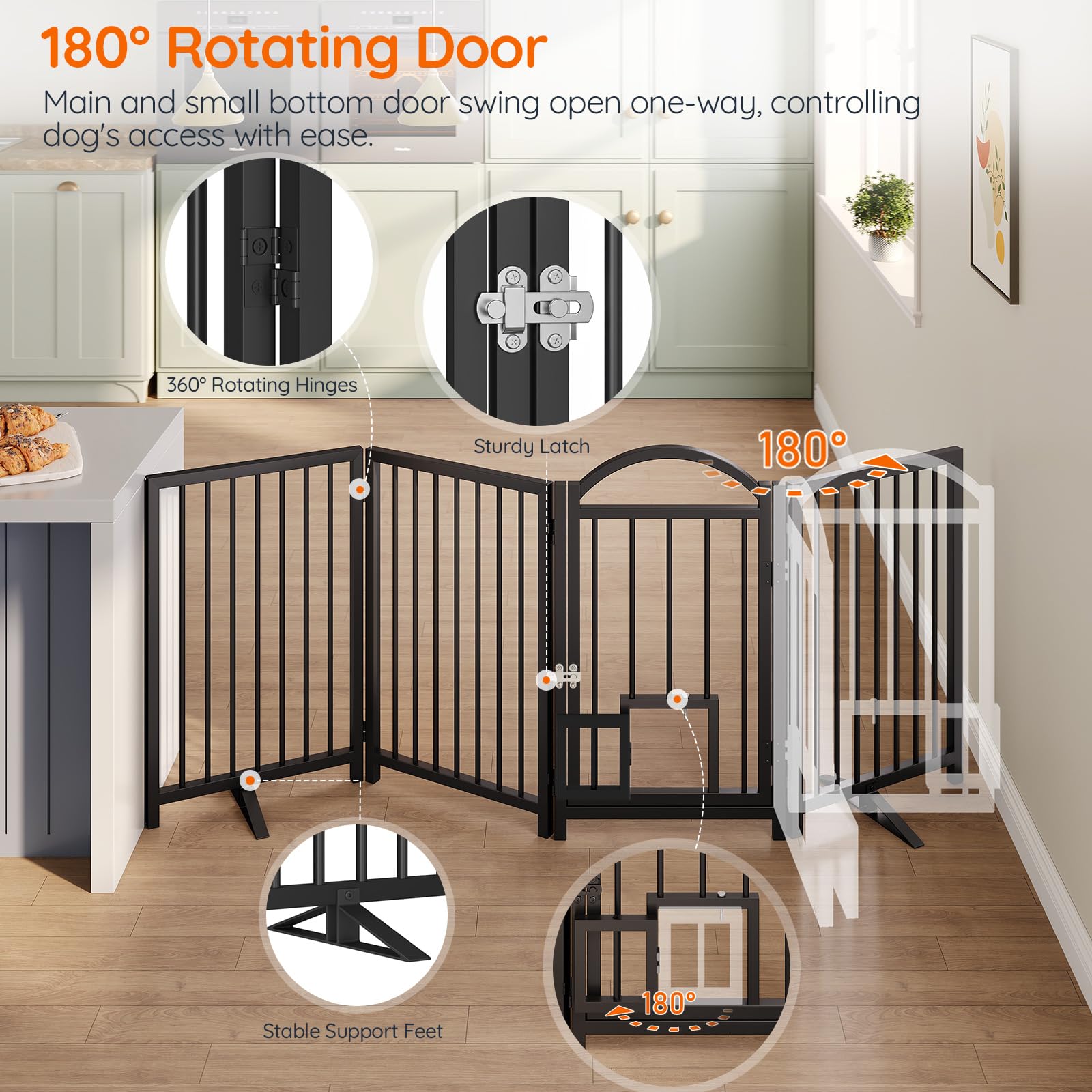 HOOBRO gate in living room blends with modern decor while keeping pets contained
