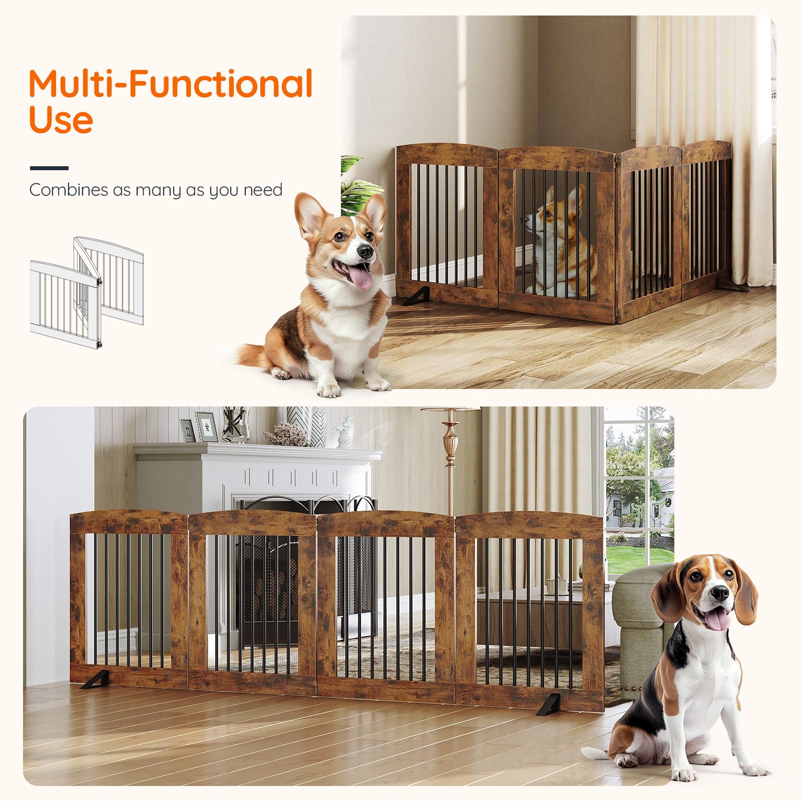 HOOBRO gate base supports provide sturdy freestanding stability for active dogs.