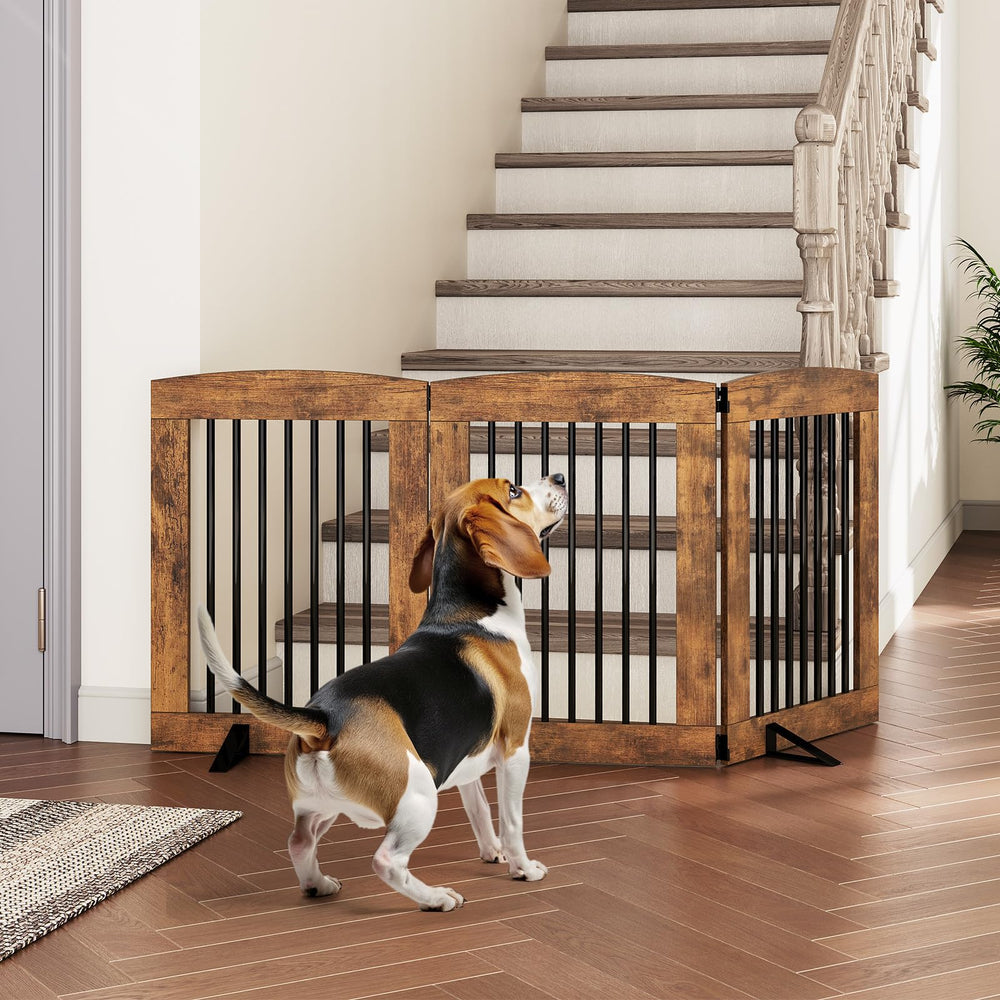 HOOBRO 3-panel folding gate demonstrates compact storage and easy setup.