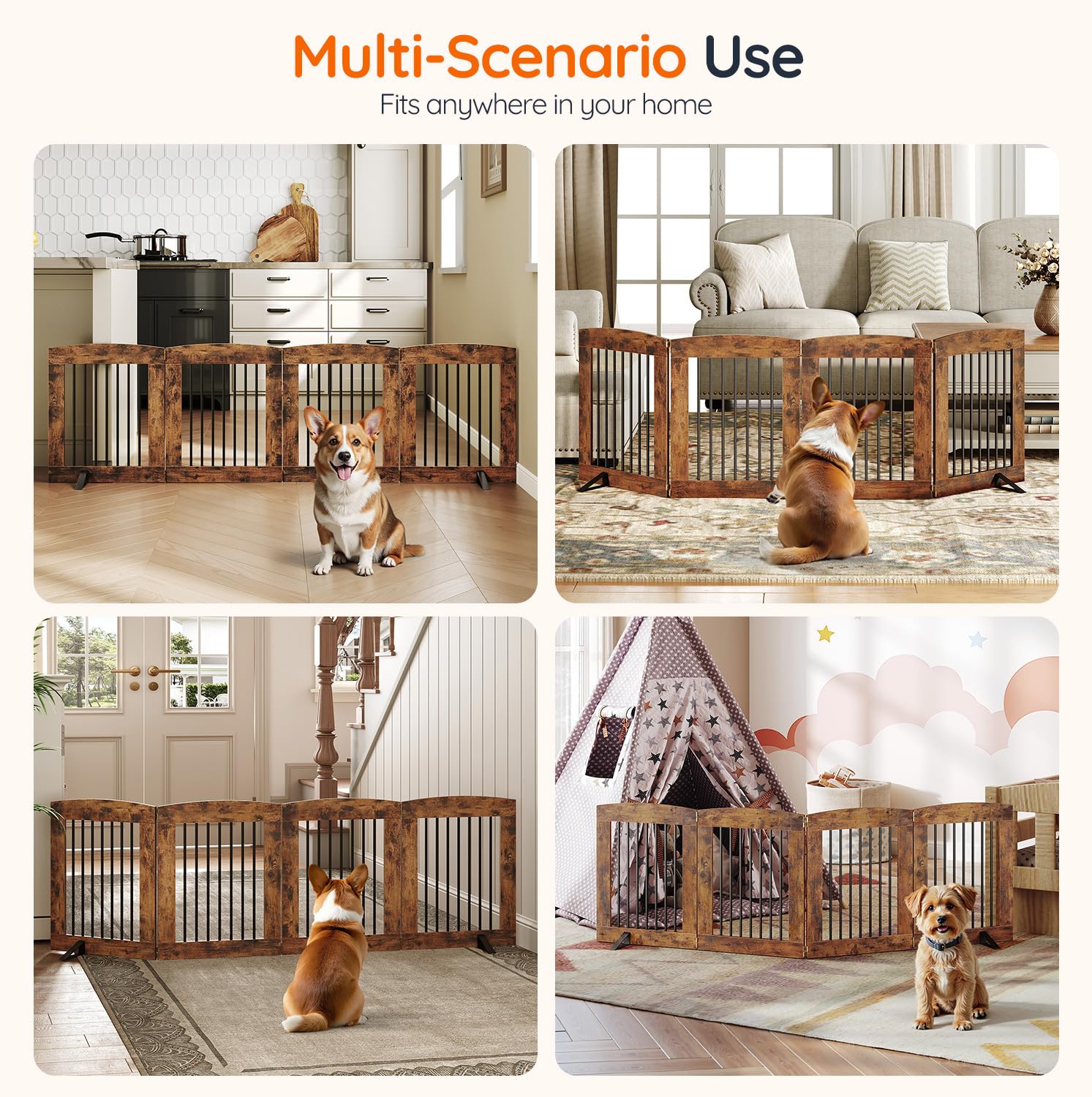 HOOBRO dog gate with 360° hinges enables easy access and flexible positioning.