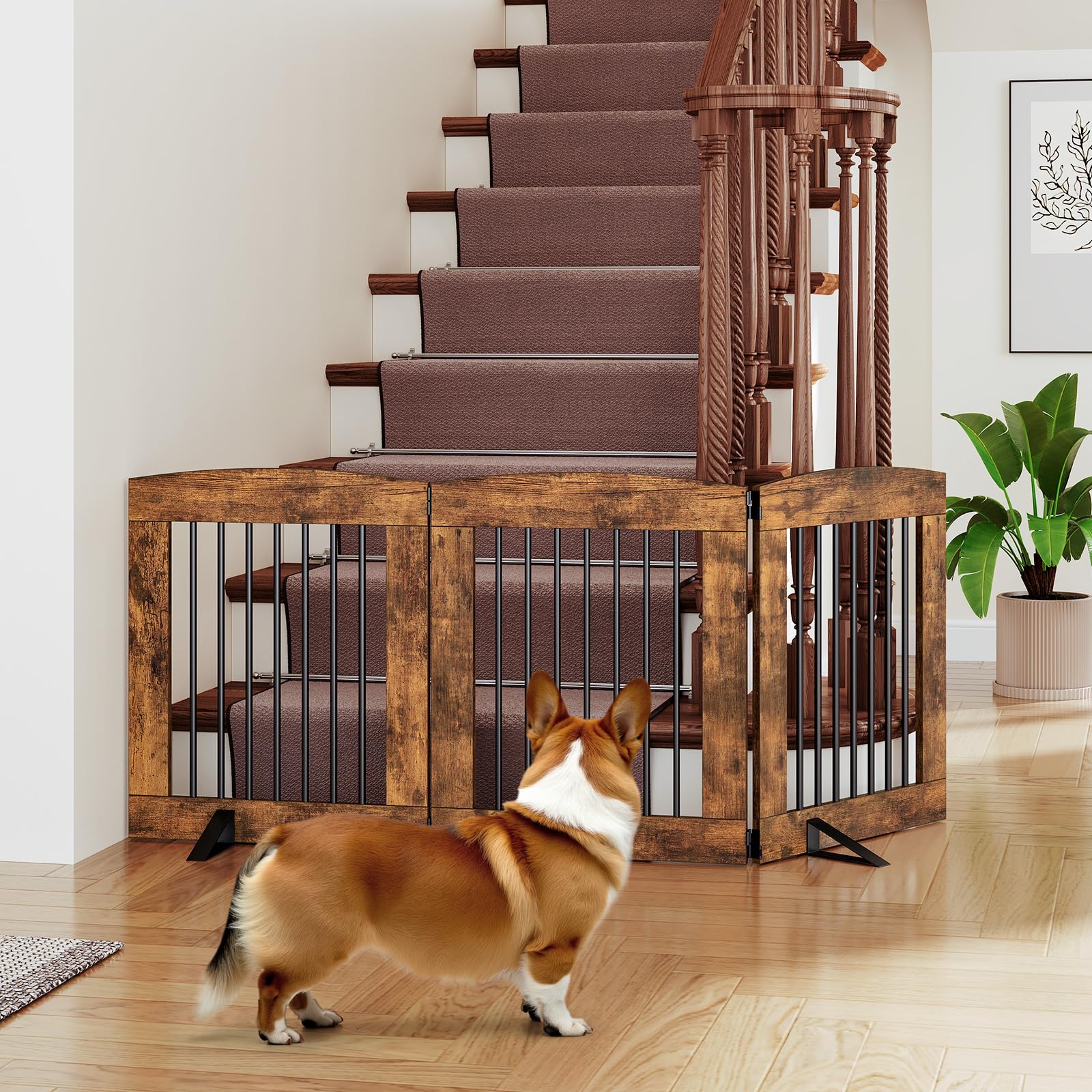 HOOBRO Indoor Dog Gate base supports add stability on hard floors