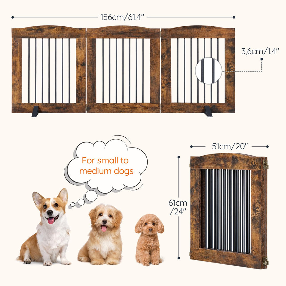 HOOBRO gate features rustic brown finish that complements home décor