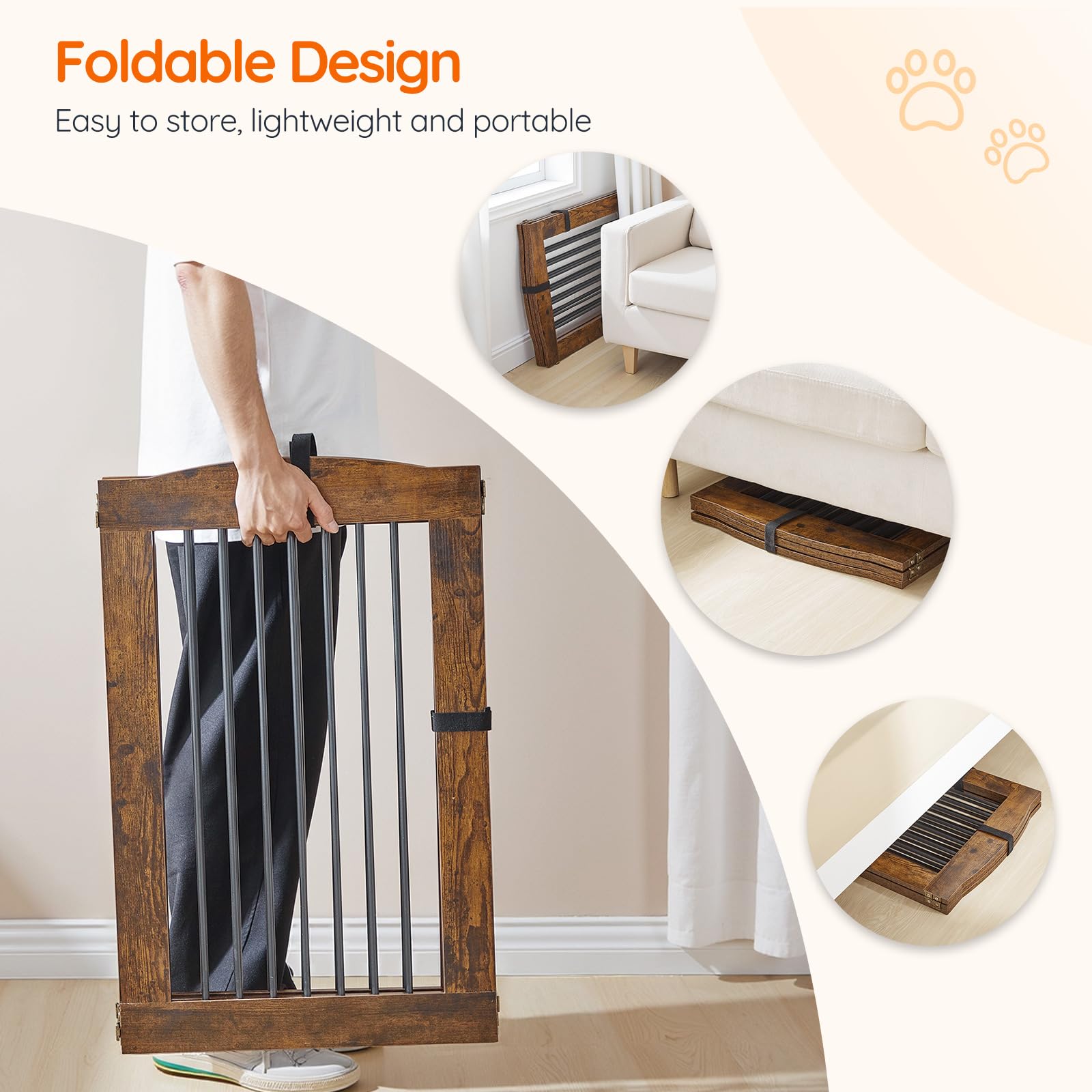 HOOBRO rustic brown finish complements home decor while keeping pets contained.