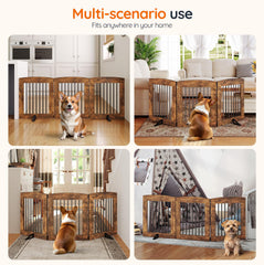 HOOBRO dog gate shows wood and metal contrast for sturdy look