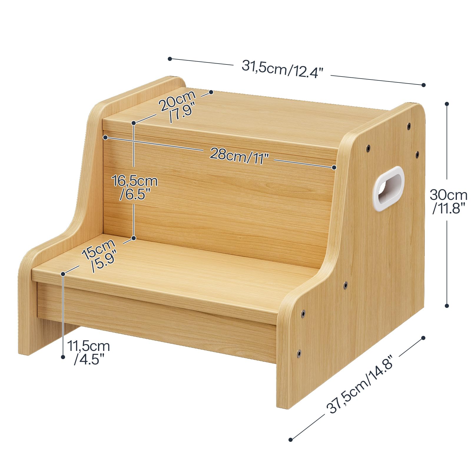 HOOBRO kids stool shows non-slip pads to keep grip on smooth floors.