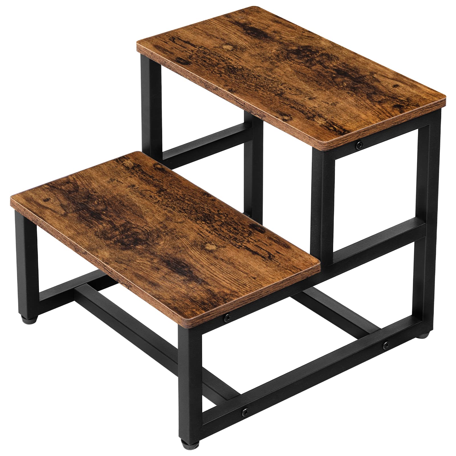 HOOBRO Kids Step Stool front view in rustic brown enhances independence and reach.