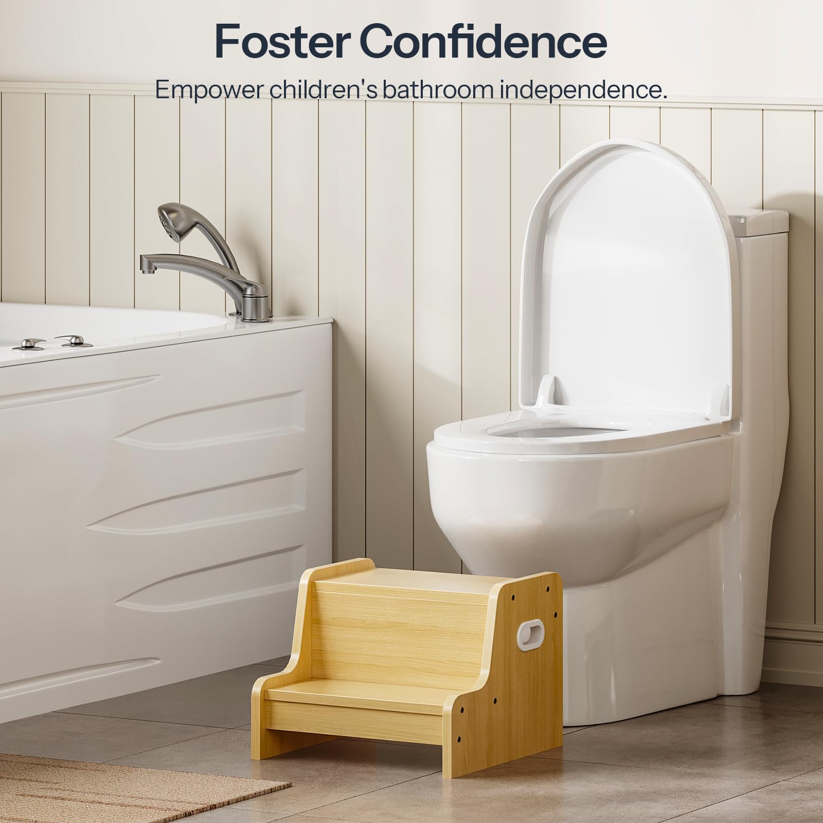 HOOBRO two-step stool is ideal for sink and bathroom routines.