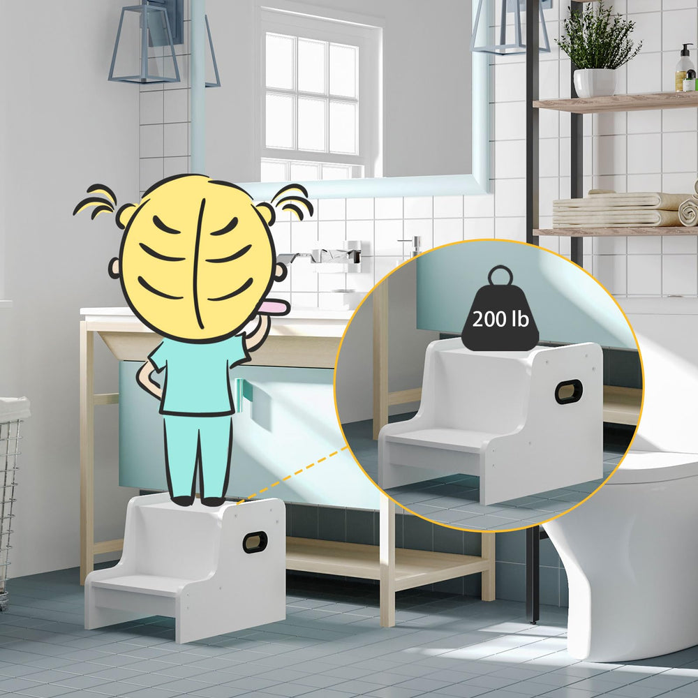 HOOBRO Step Stool handles closeup showing stable grip for kids