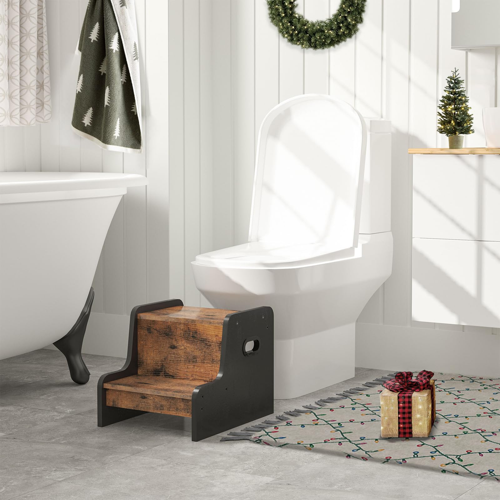 HOOBRO Step Stool non-slip pads prevent slips on bathroom tiles