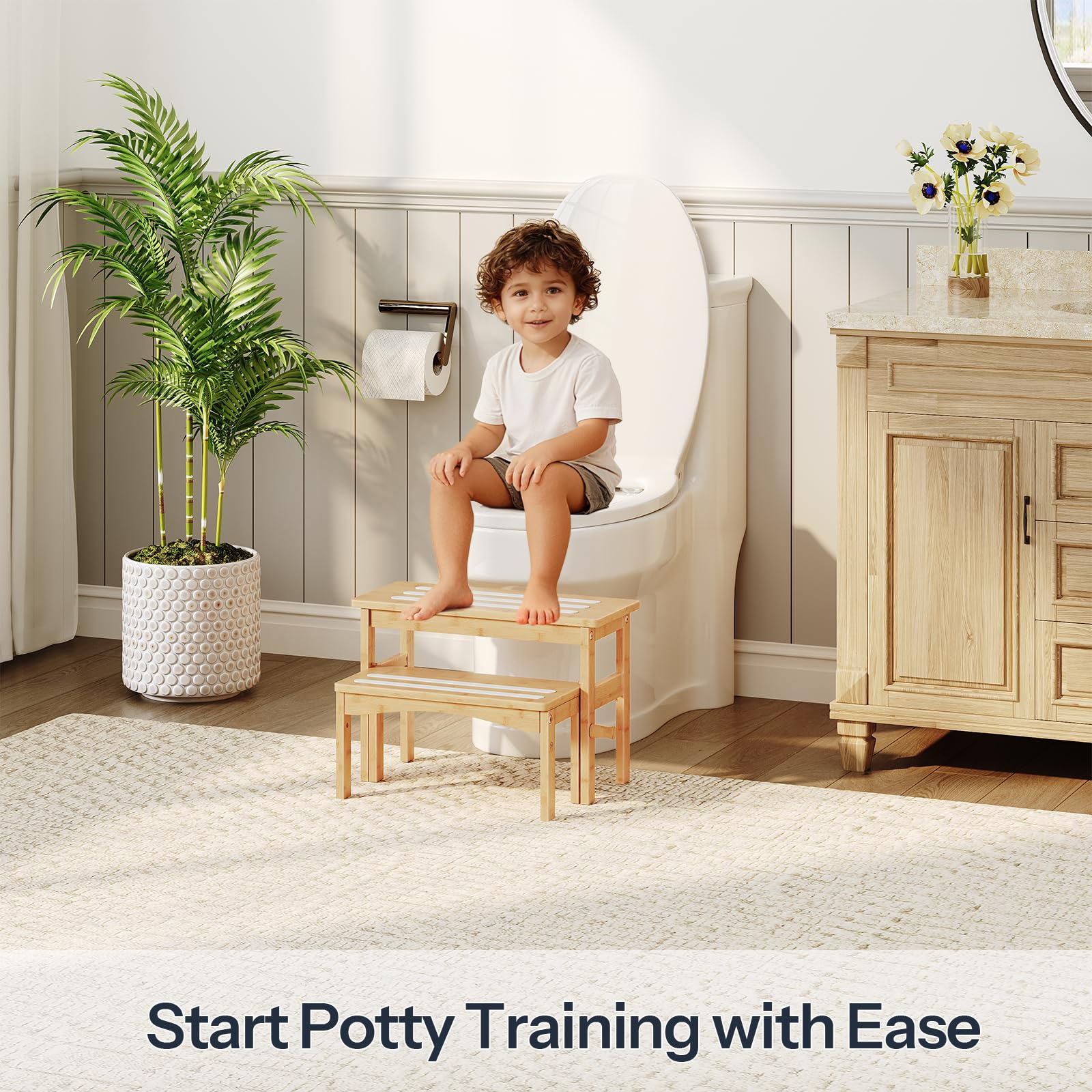 HOOBRO step stool for toddlers makes bathroom routines easier with a stable, compact design.