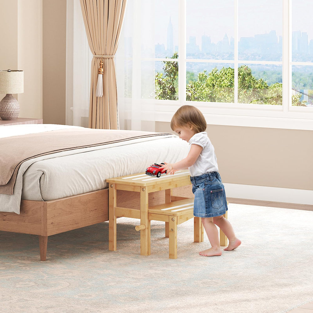 HOOBRO bamboo stool supports independence during meals and potty training at home.