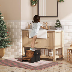 HOOBRO Step Stool wooden texture adds sturdy, durable look