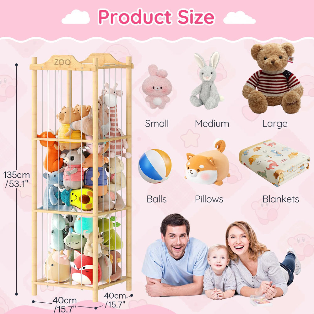 HOOBRO bamboo toy organizer assembly demonstrates twist-lock setup for quick assembly
