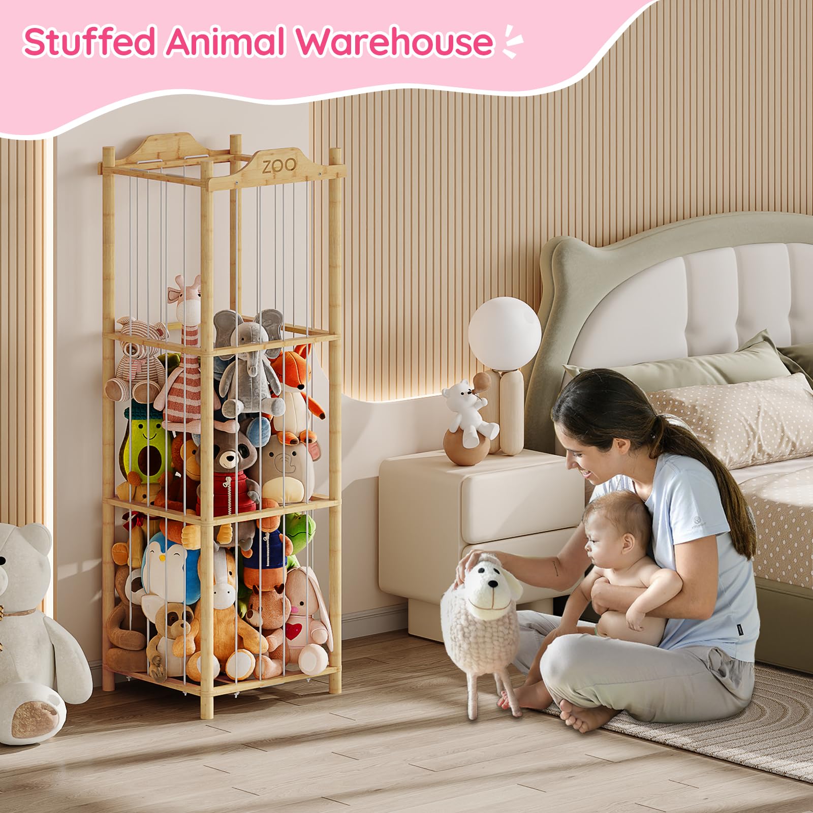 HOOBRO bamboo storage fits nursery decor with natural color and clean lines
