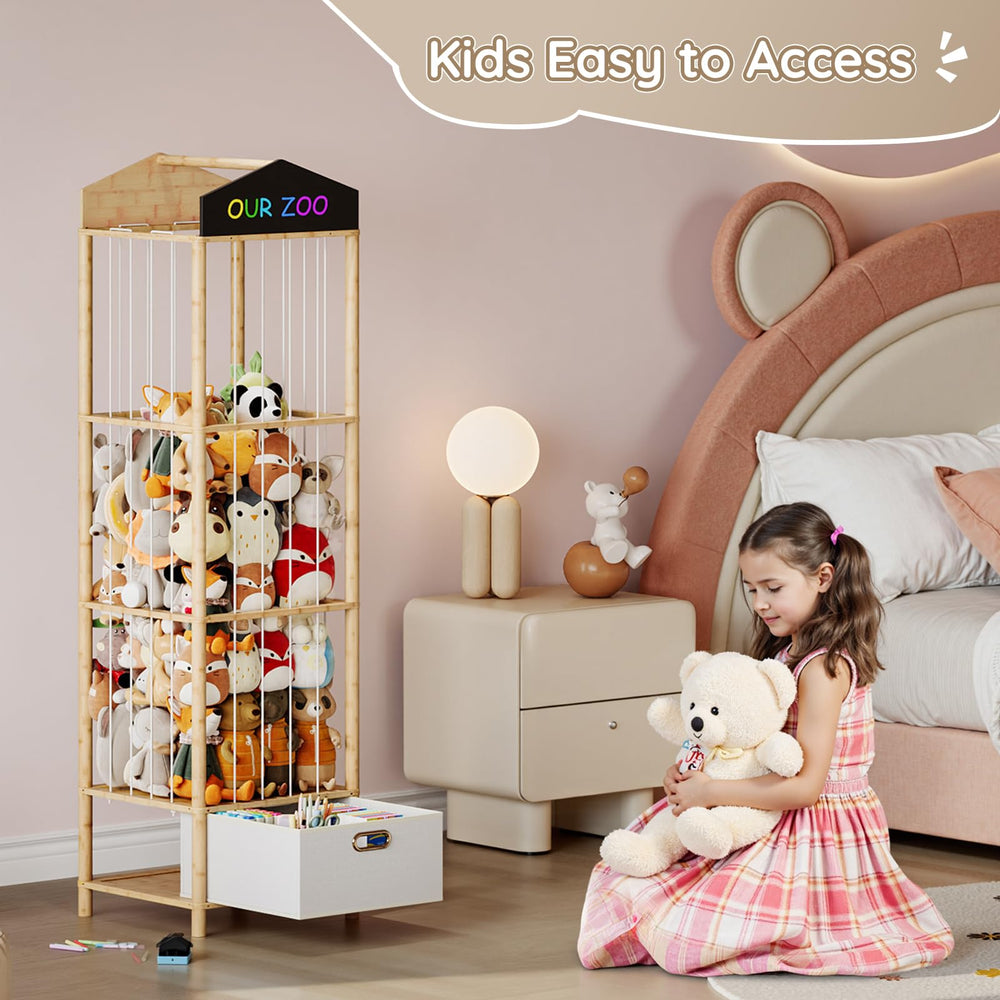 HOOBRO organizer holds over 40 plush toys for easy cleanup.