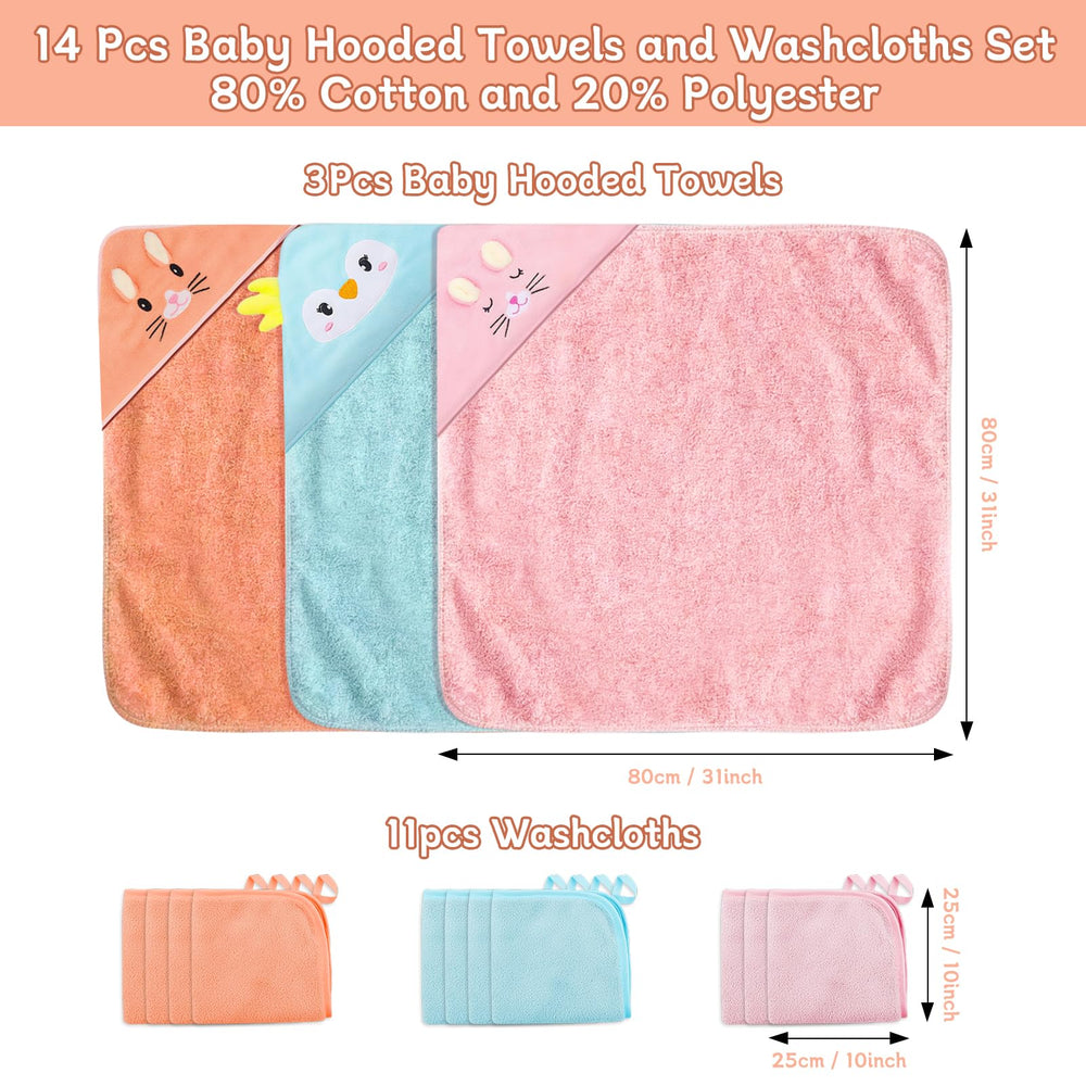 Hooded baby towel with kitten design adds bath time charm.