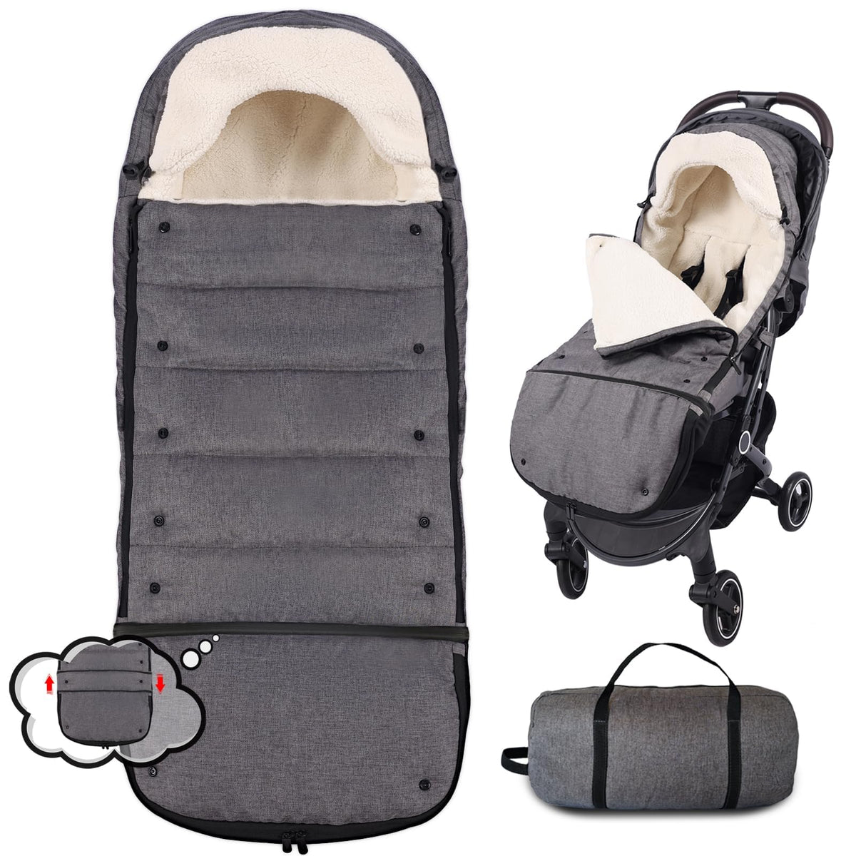 HOOGEE baby stroller footmuff expandable length grows with your child for lasting warmth
