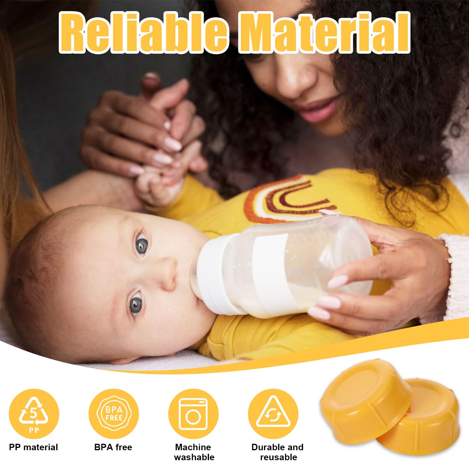 Hoohnnaa bottle cap fits Ameda bottles securely for daycare use.