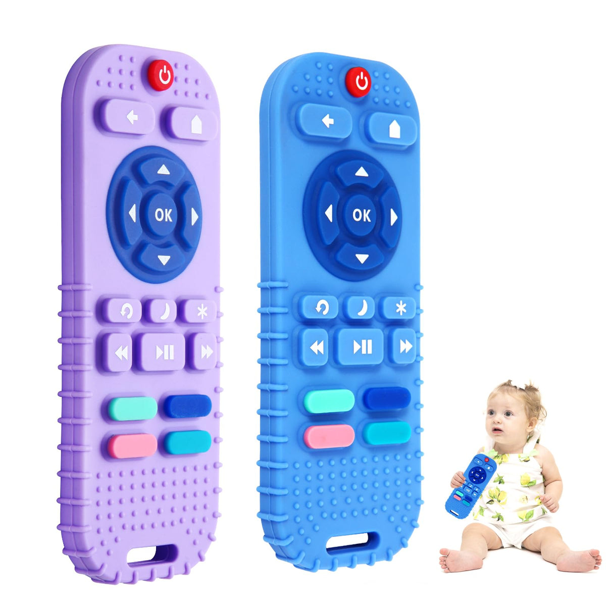 Hooku baby teether remote-control shape engages curiosity while soothing gums