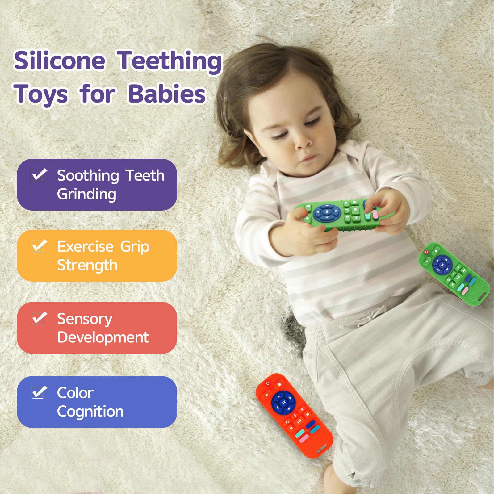 Hooku teether's soft, smooth surface protects delicate gums for gentle chewing.