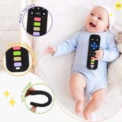 Hooku baby teether with textured surfaces aiding gum massage