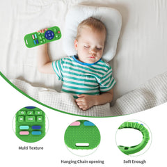 Hooku teether with varied textures aids gum massage and calming chew sessions.