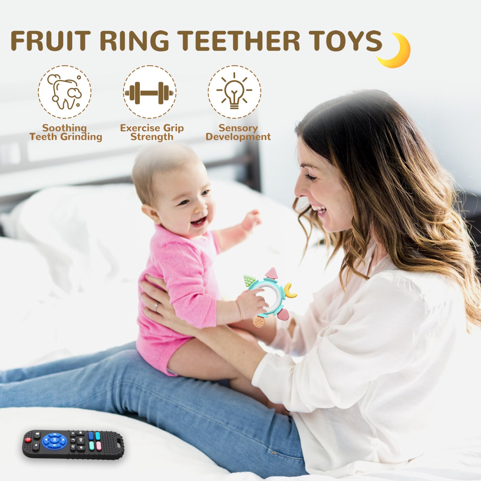 Hooku bright-colored teether promotes color recognition during play