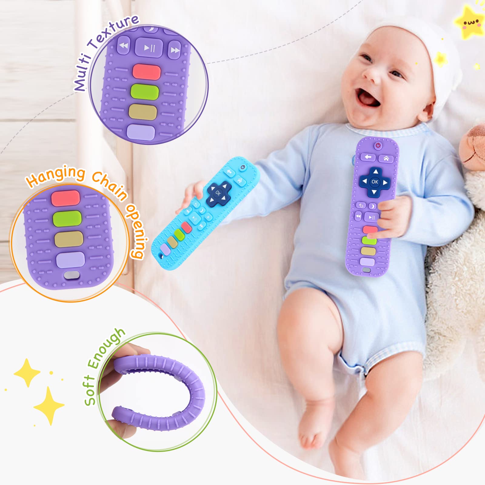 Hooku teether in bright colors aiding visual tracking during play