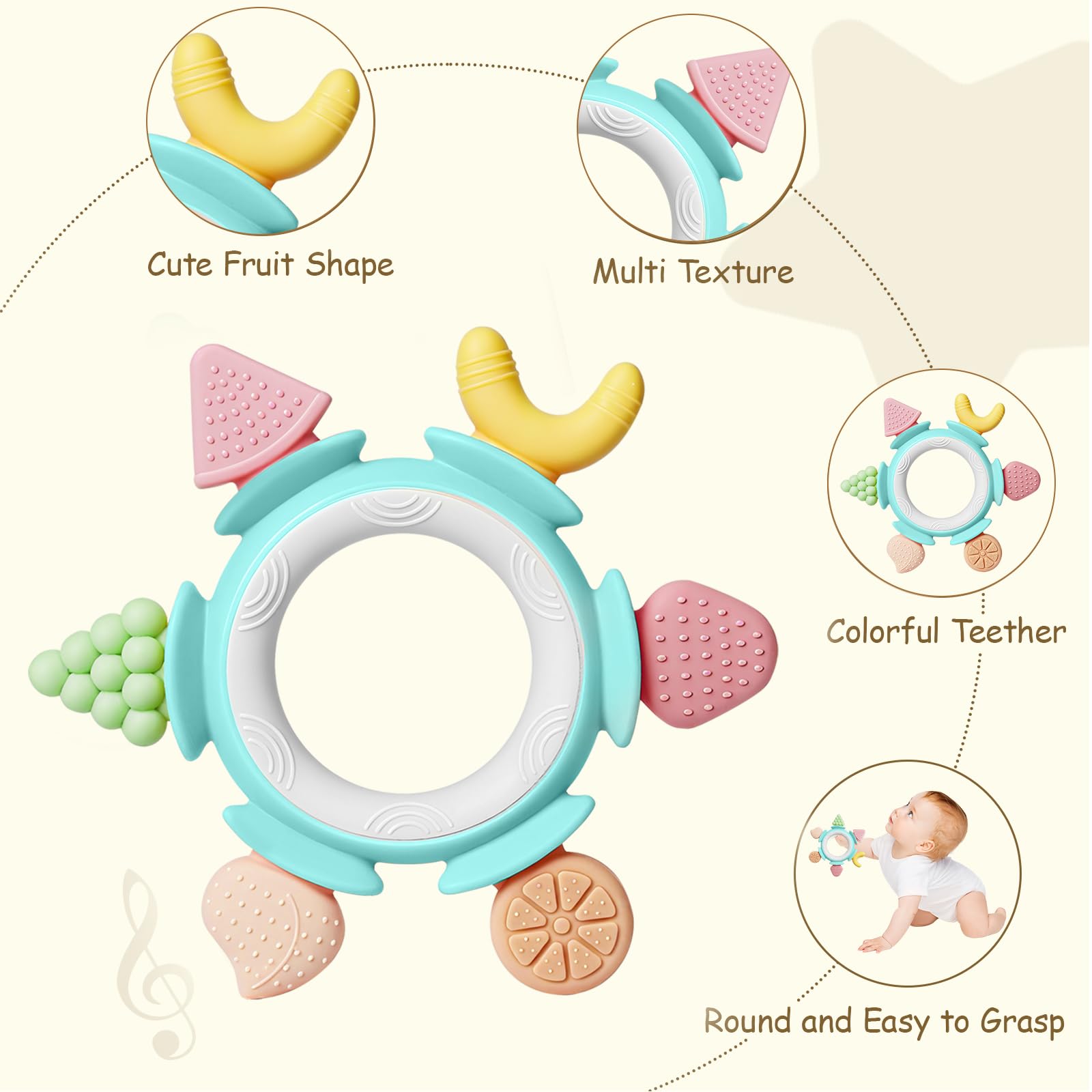 Hooku easy-grip teether designed for small hands to hold