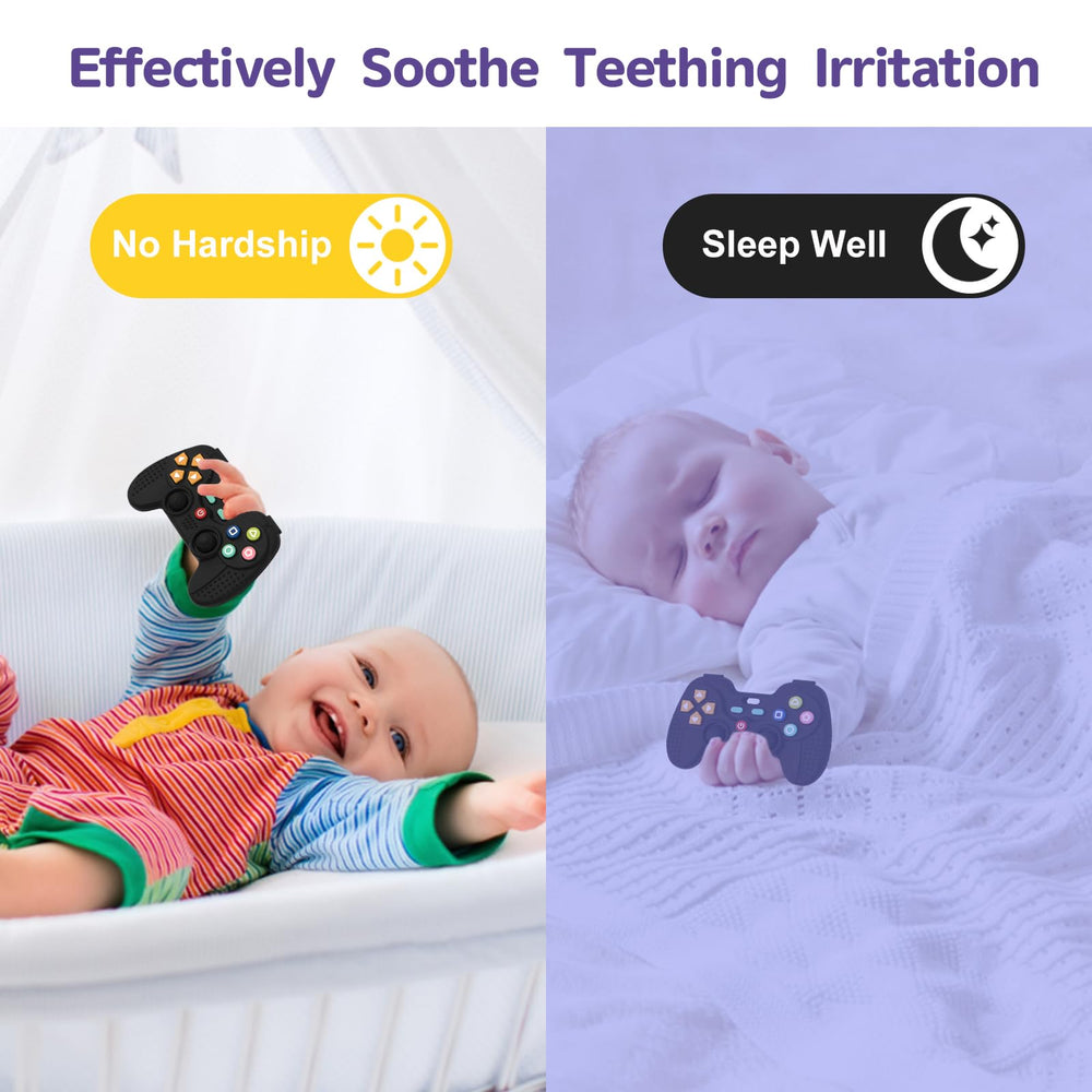 Hooku infant sensory toy in soft bendable silicone for safe chewing.