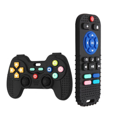 Hooku remote teether in silicone with varied textures for soothing gums.
