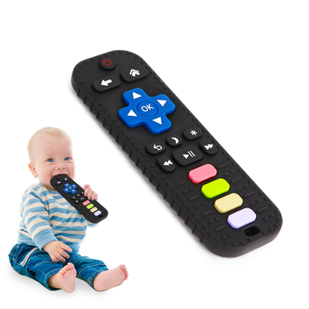 Hooku silicone teether remote-control with textured bumps soothing gums