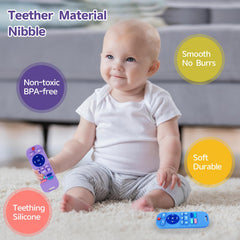 Hooku silicone teether with textured bumps provides gum massage