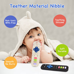 Hooku silicone teether textures with massage particles for gum relief and exploration.