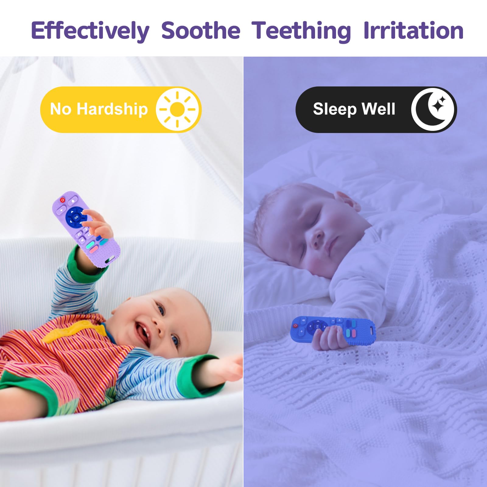 Hooku teether features soft silicone cushions gums during biting
