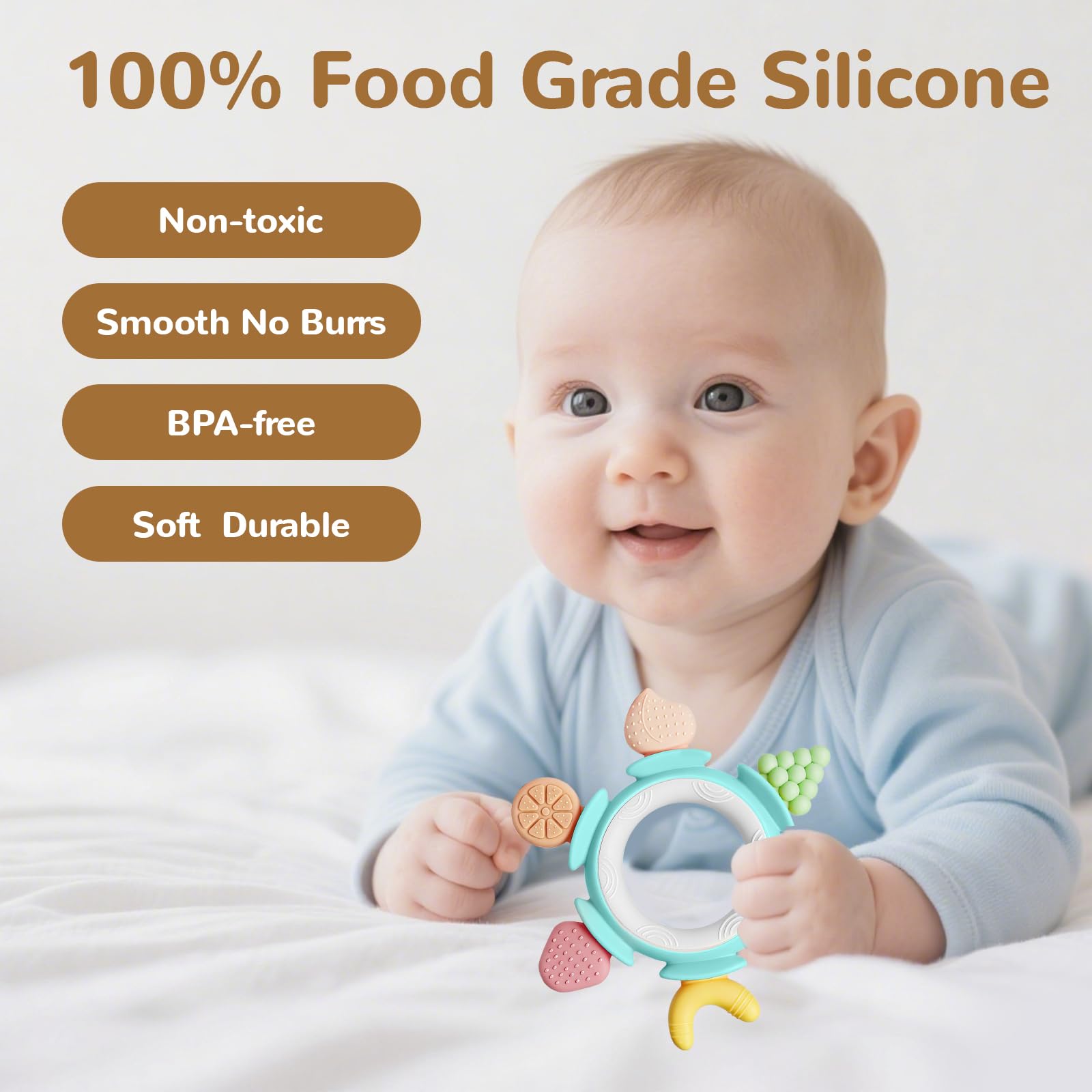Hooku teether textures gum massage to ease teething discomfort