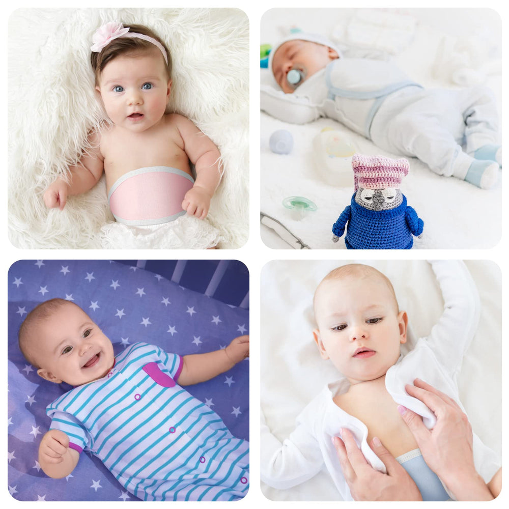 Hoolerry baby belly band worn during sleep demonstrates gentle support