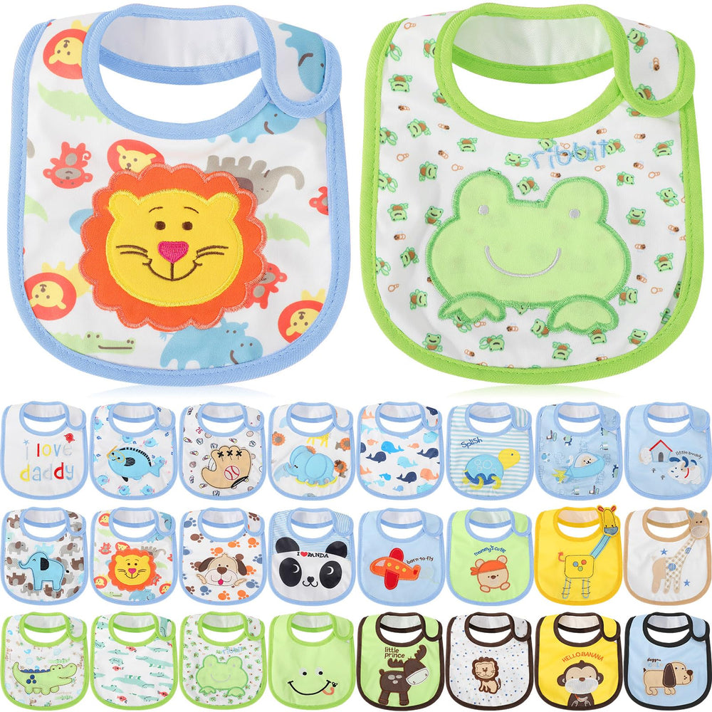 HooLing boys bibs 24-pack provide full coverage during meals.