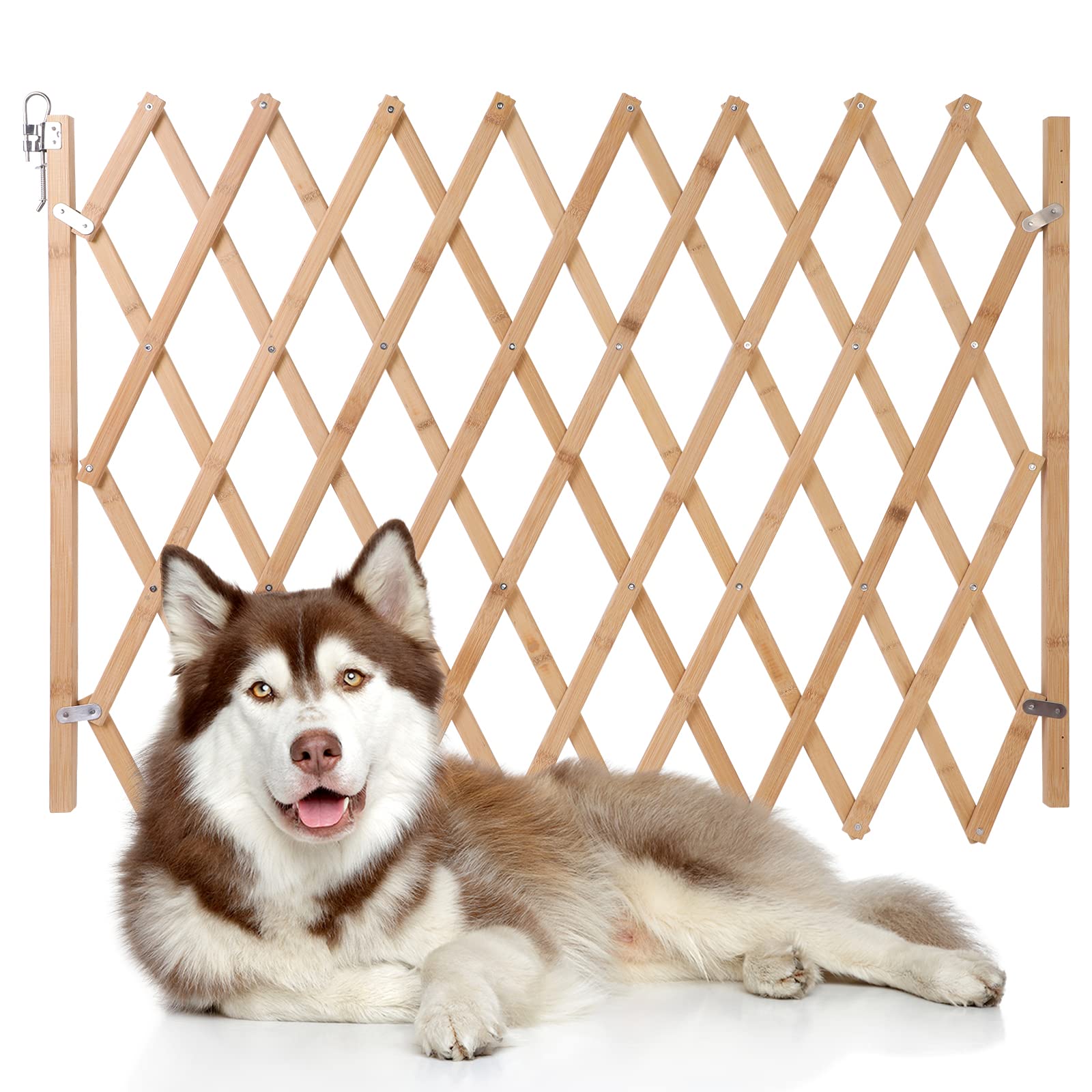 Hoomall retractable pet gate in doorway provides safe separation for pets