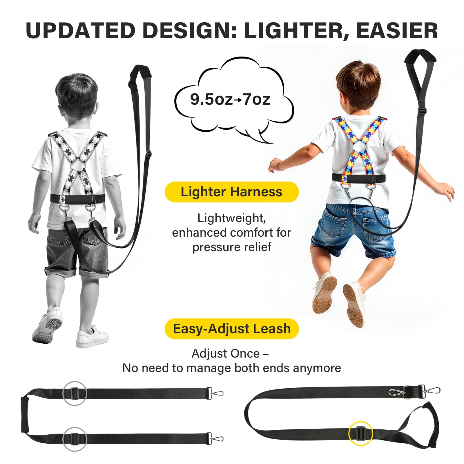 HOOMTREE safety harness back view with tether attachment for safe roaming.