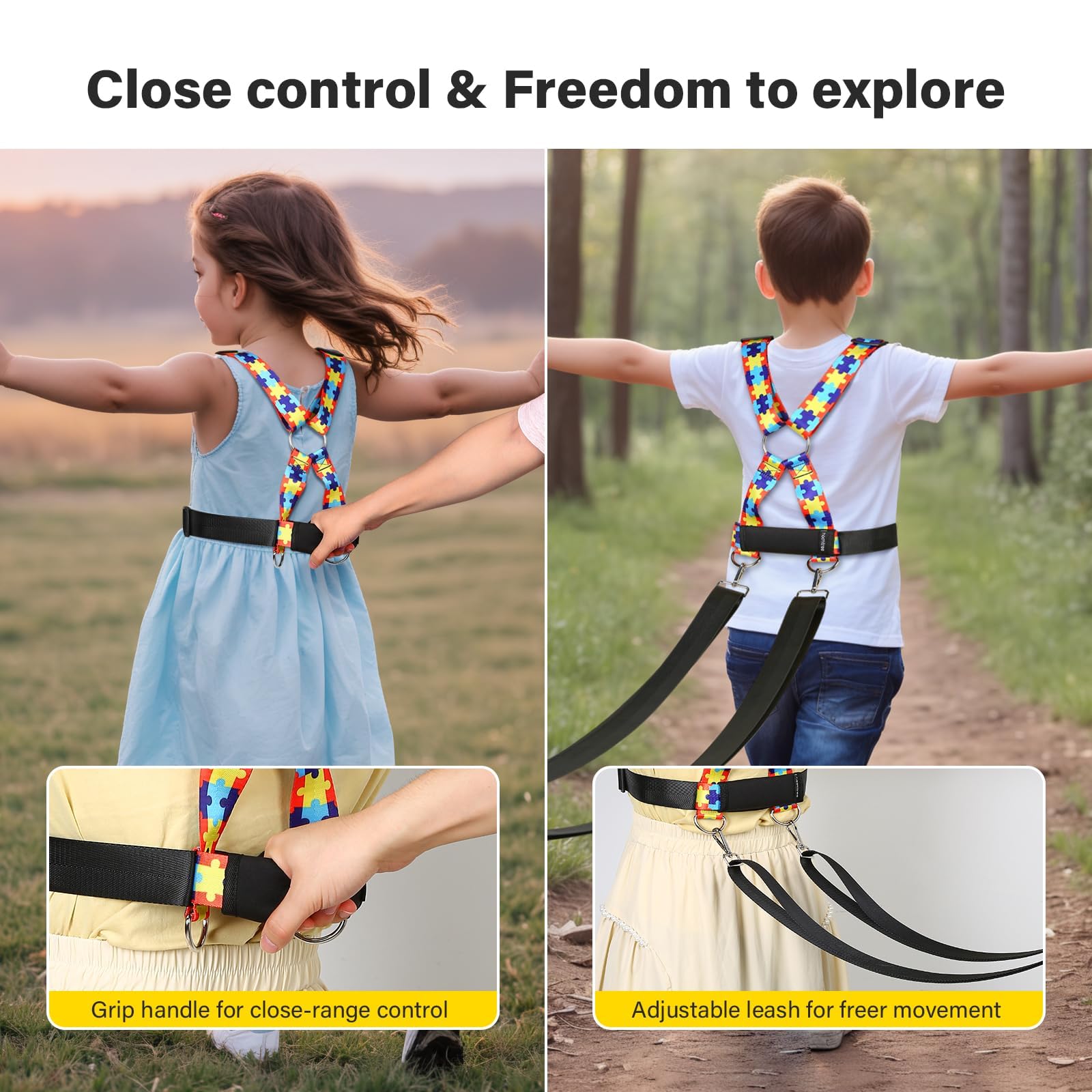 HOOMTREE Safety Harness Leash quick-grab-handle enables close supervision when needed.