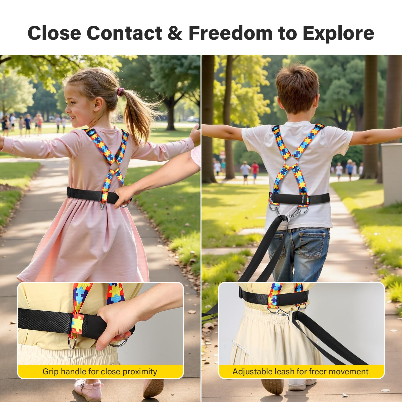 HOOMTREE safety harness puzzle-pattern design improves recognition and awareness.
