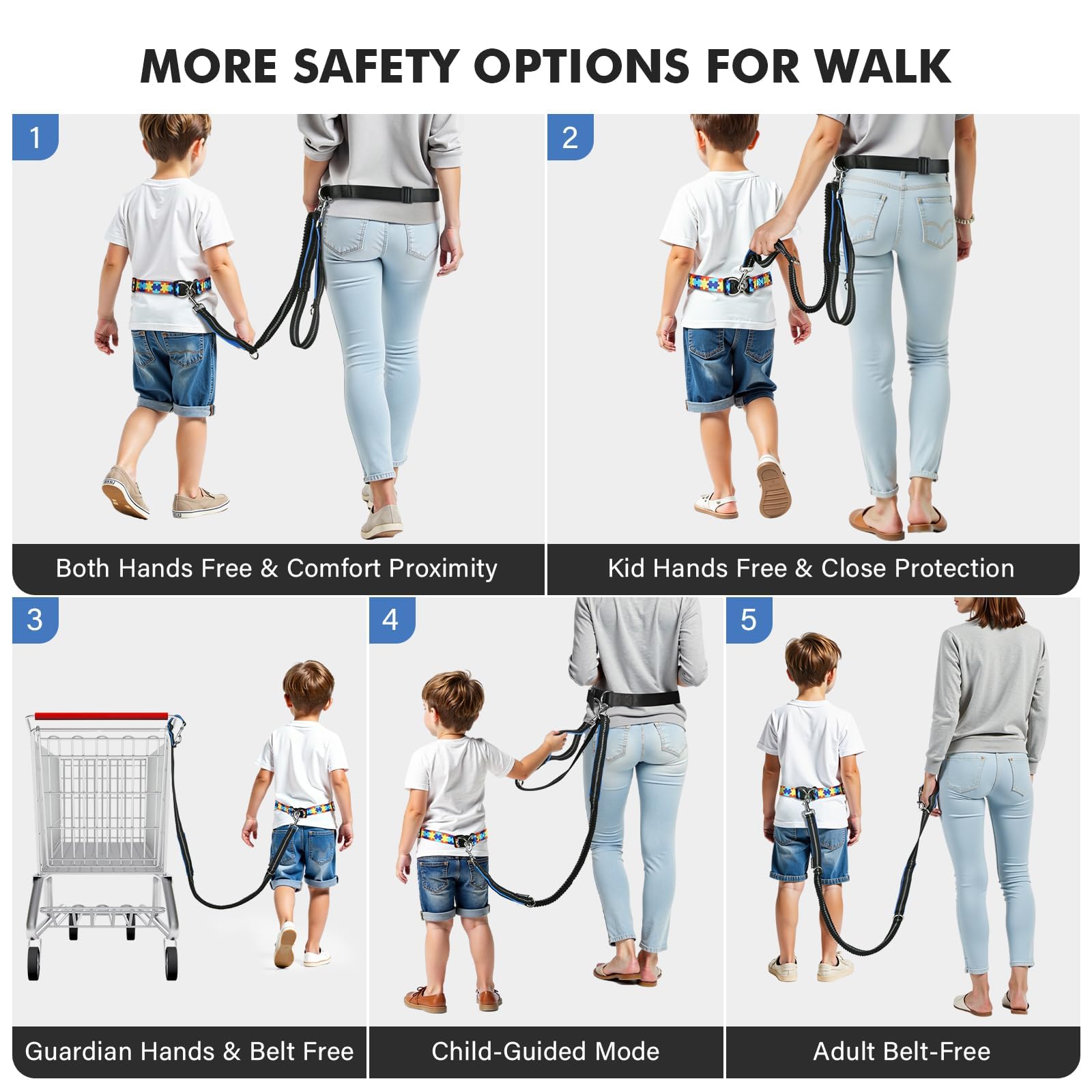 HOOMTREE D-rings allow stroller attachment or handheld use for flexible walks.