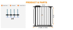 HOOOEN adjustable-width 29-34 inch gate highlights flexible stair doorway fit