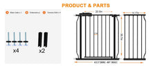 HOOOEN adjustable-width gate 43-48 inches demonstrates flexible room fit.