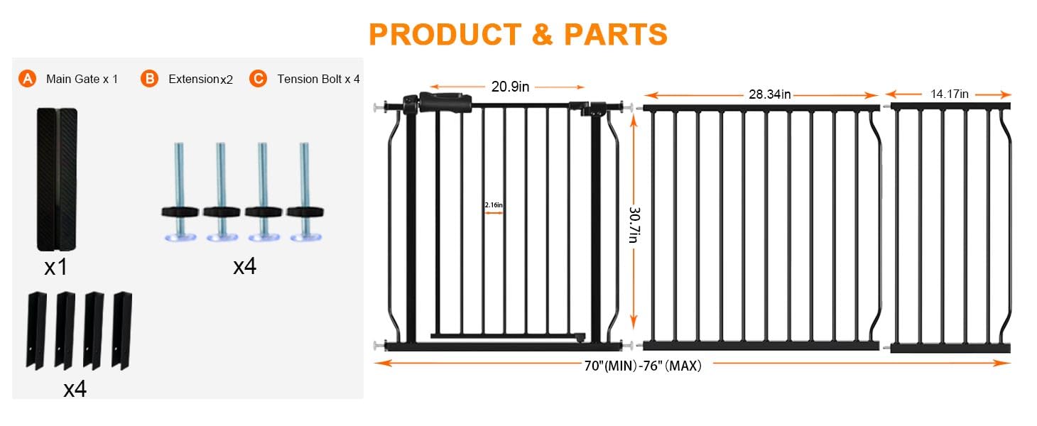 HOOOEN gate positioned in doorway and stairs setup for safe access.