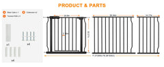 HOOOEN baby gate installation with 4 adjustable pressure bolts for quick, tool-free setup.