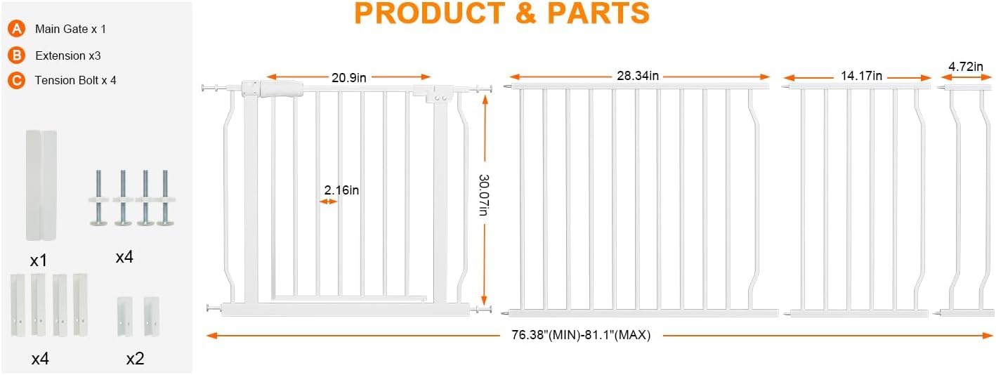 HOOOEN baby gate swing door allows hands-free passage during chores.
