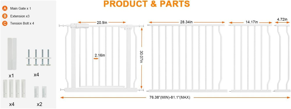 HOOOEN baby gate swing door allows hands-free passage during chores.