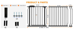 HOOOEN baby gate wide-setup shows adjustable width for various spaces.